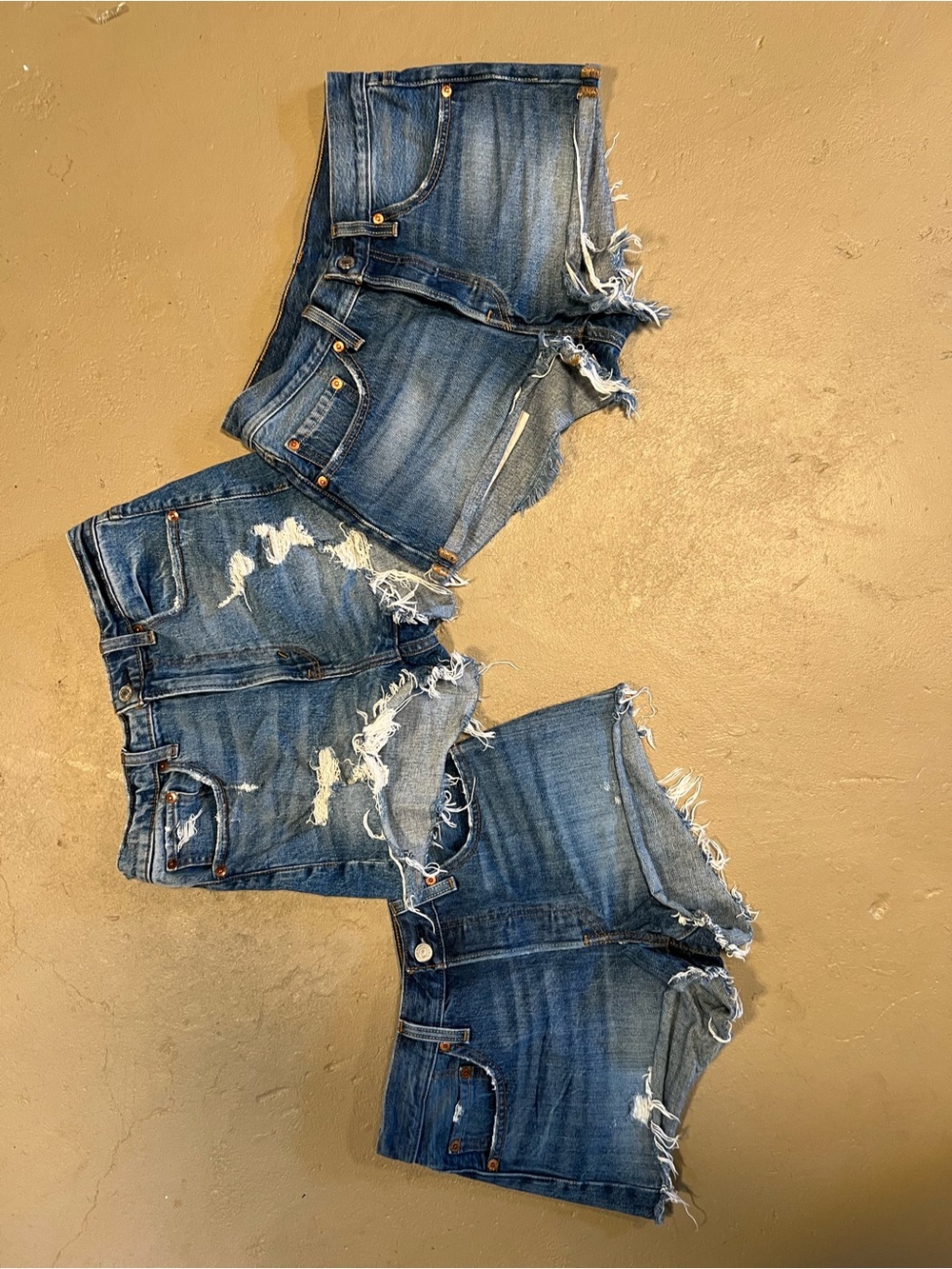 Levi's Distressed Blue Denim Cutoff Shorts